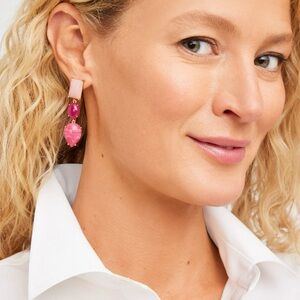 Talbots Pink Cabochon Drop Earrings NEW